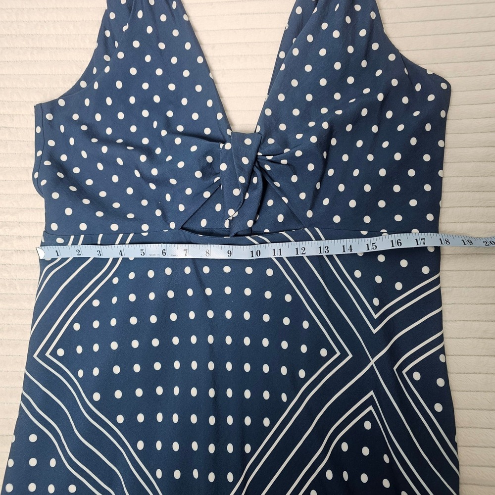 Abercrombie & Fitch Maxi Dress Womens XL Navy Polka Dot Cutout Tie Resort Summer - Picture 6 of 11